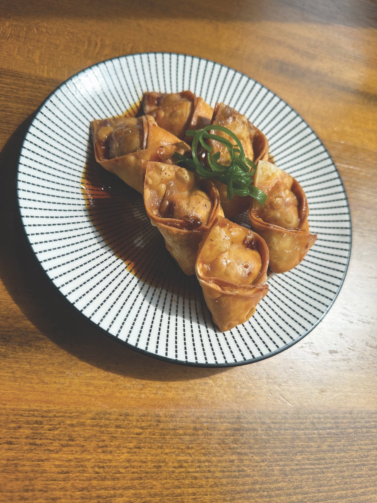 Palm Beach Meats Wontons Crispy wontons topped with scallions at Palm Beach Meats