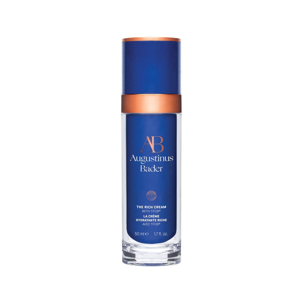 Augustinus Bader The Rich Cream 50 ml in a blue bottle with copper band