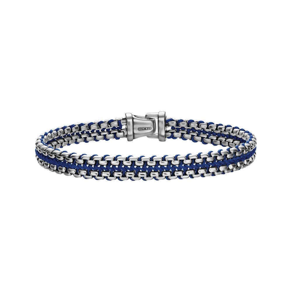 David Yurman Woven Box Chain Bracelet in sterling silver and blue